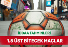 5 Aralık 2024 Perşembe 1.5 Üst banko iddaa tahminleri